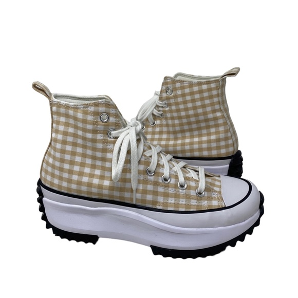 Converse Run Star Hi Platform Shoes Women Size White Beige Plaid Canvas A05999C - Picture 6 of 10